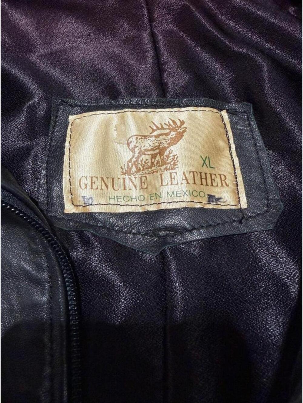 Vintage Genuine Leather Bomber Jacket‎ XL Made in Mexico Lined Brown - Picture 4 of 7